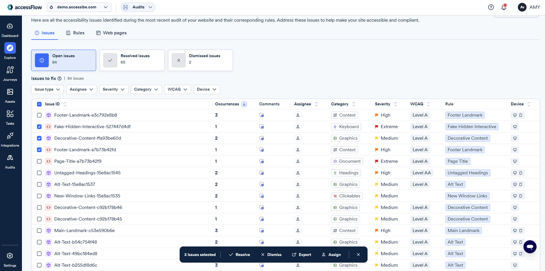 Screenshot of multiple selection
