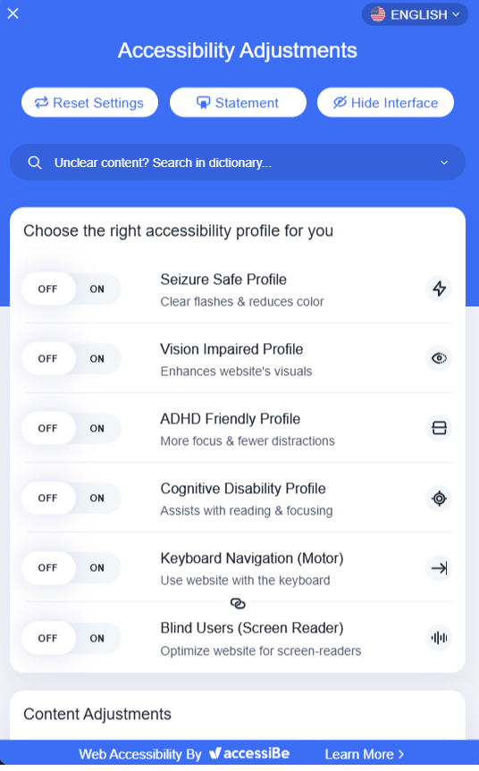Screenshot of select a language