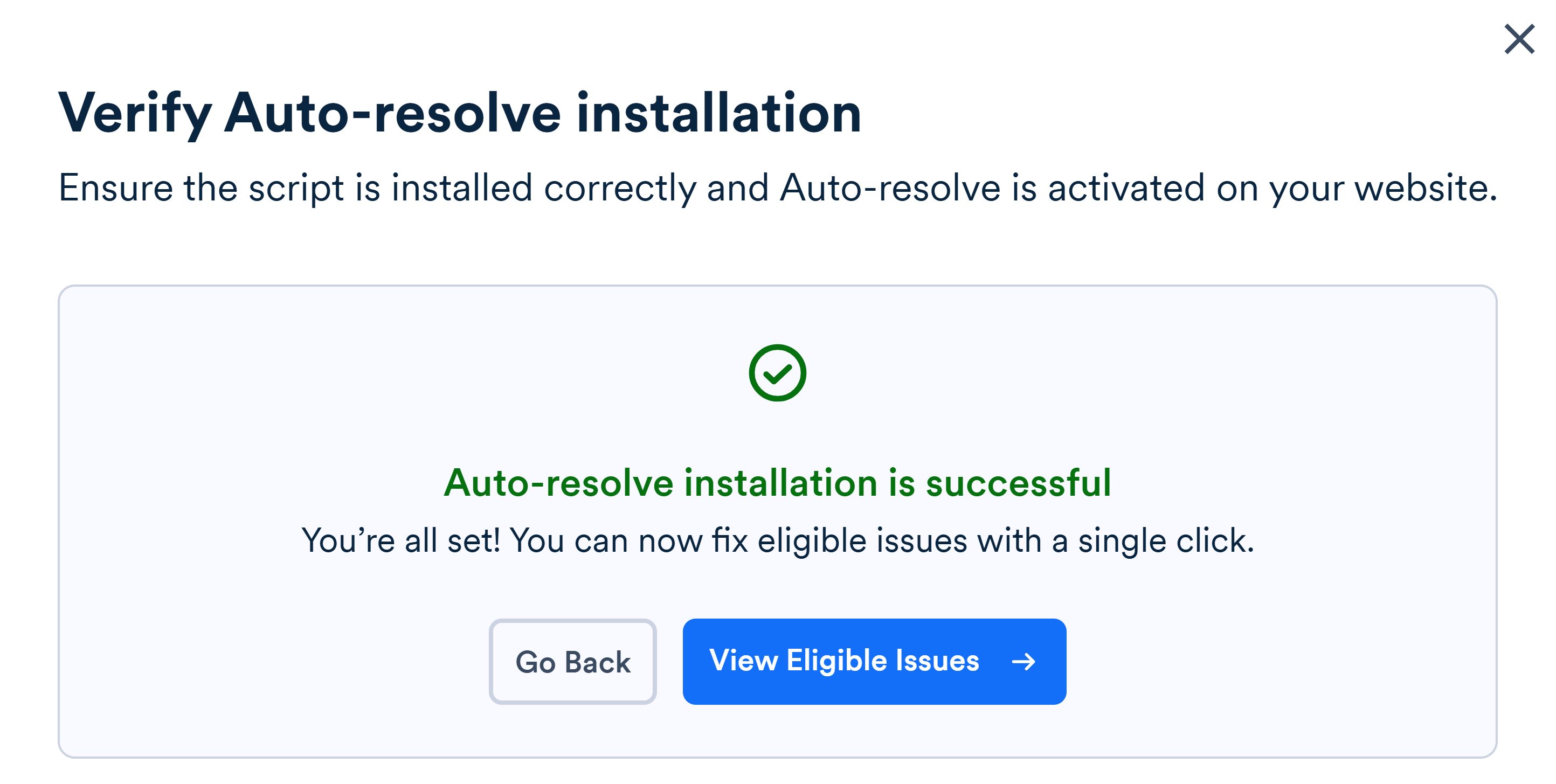 Screenshot of auto-resolved verified