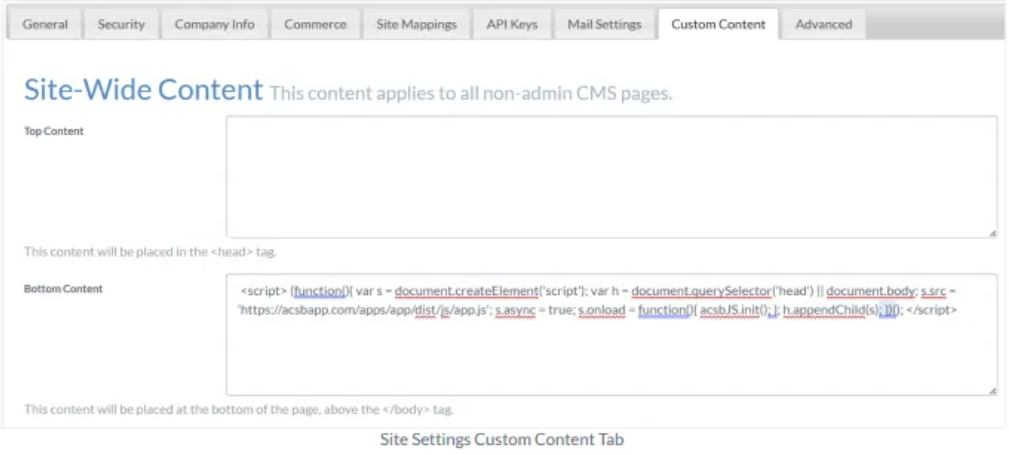 Screenshot of mojoportal custom content
