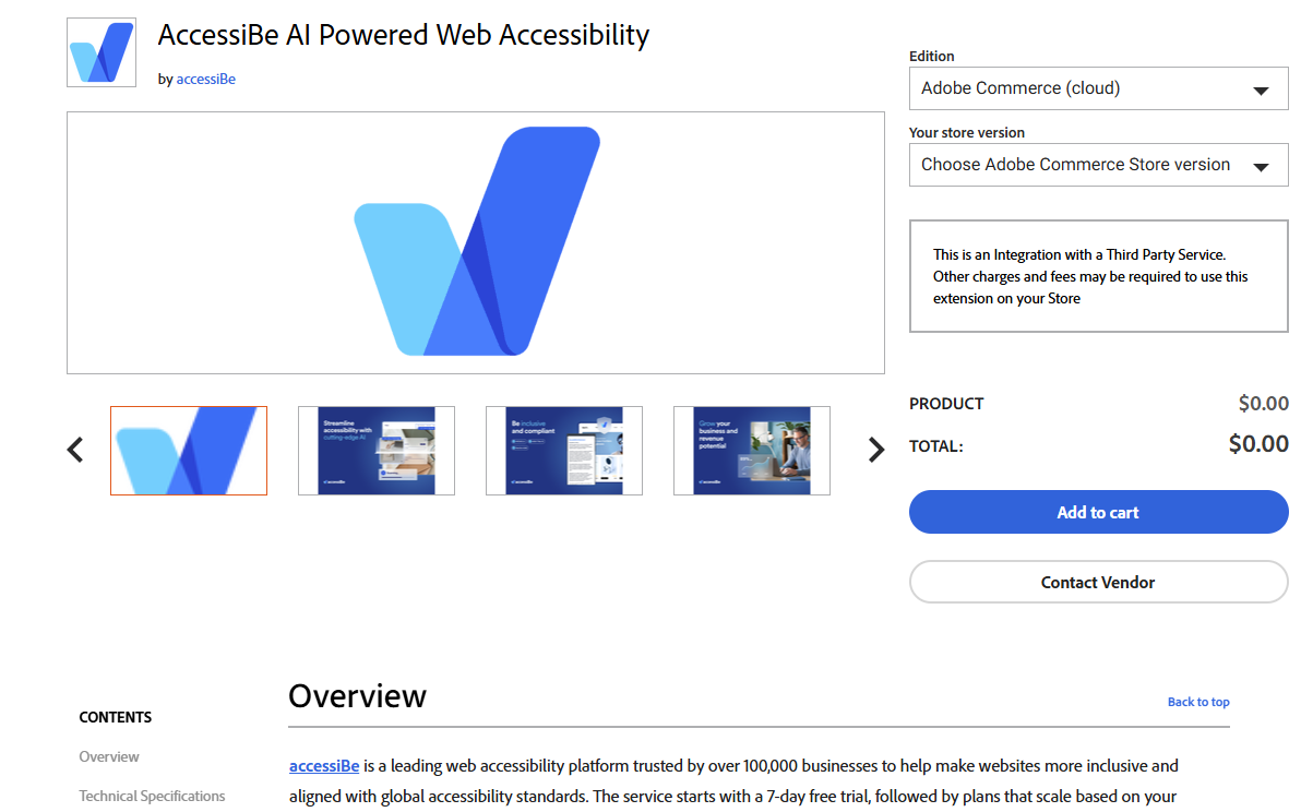 Screenshot of Adobe marketplace