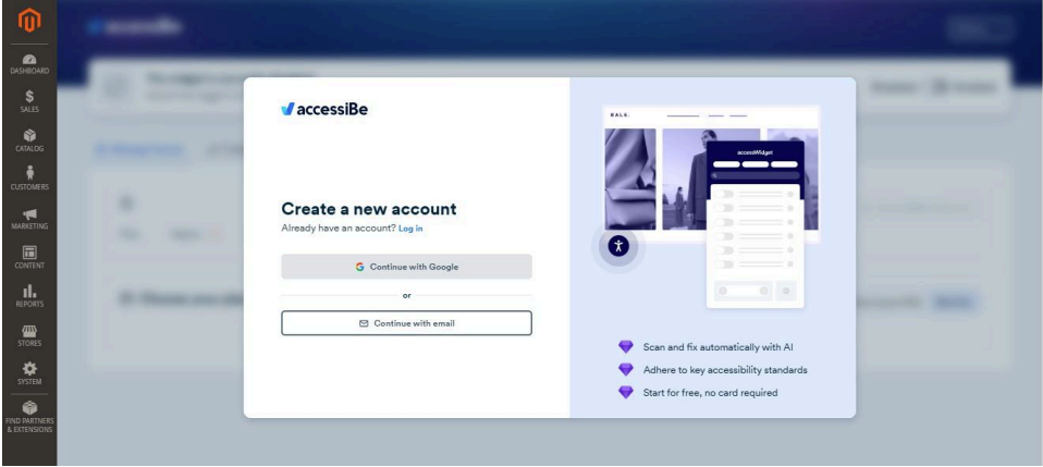 Screenshot of create account