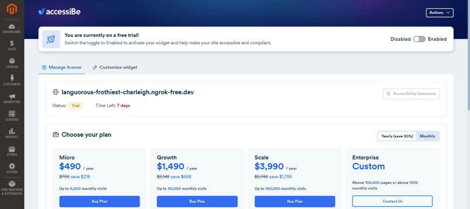 Screenshot of buy plan