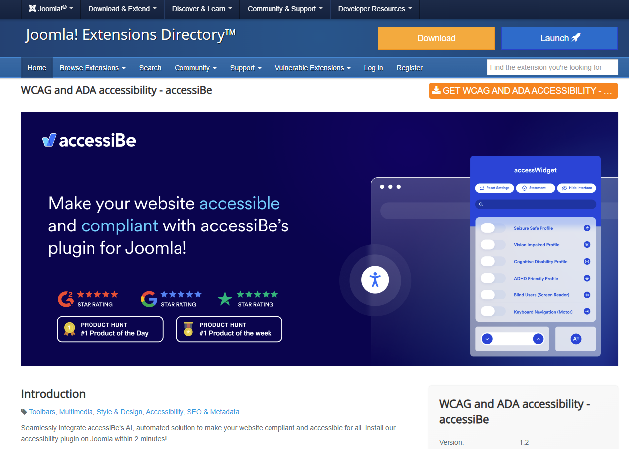 Screenshot of accessibe extension