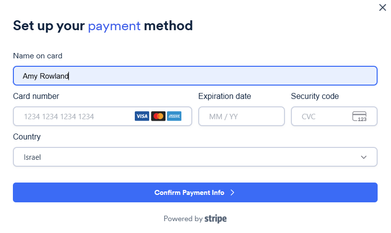 Screenshot of add card
