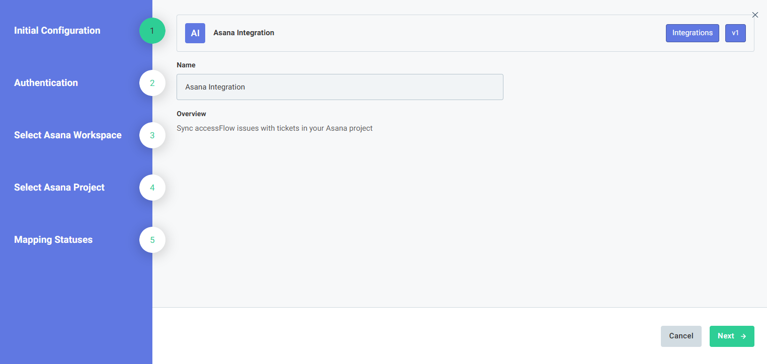 Screenshot of select integration name