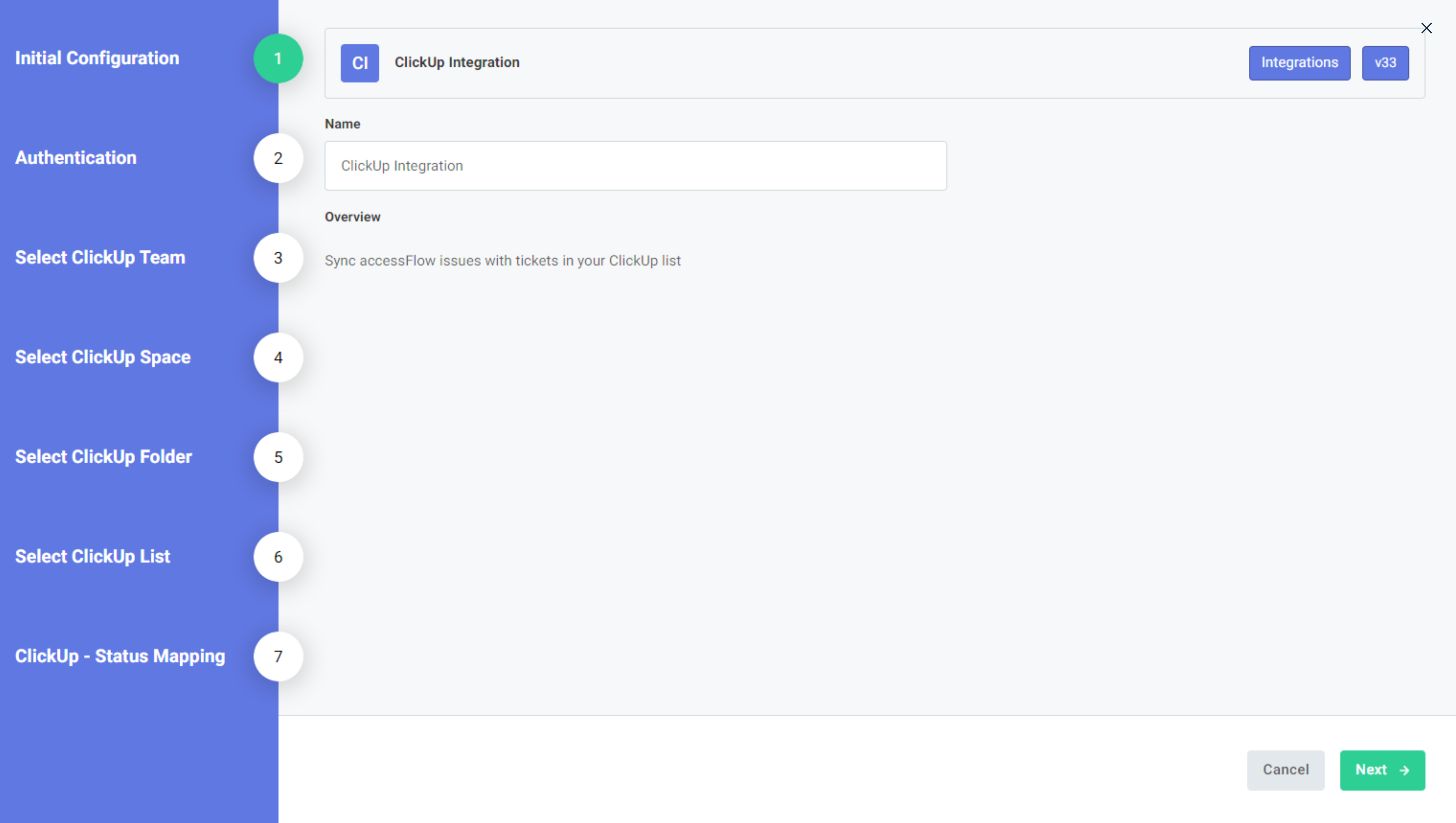 Screenshot of clickup name