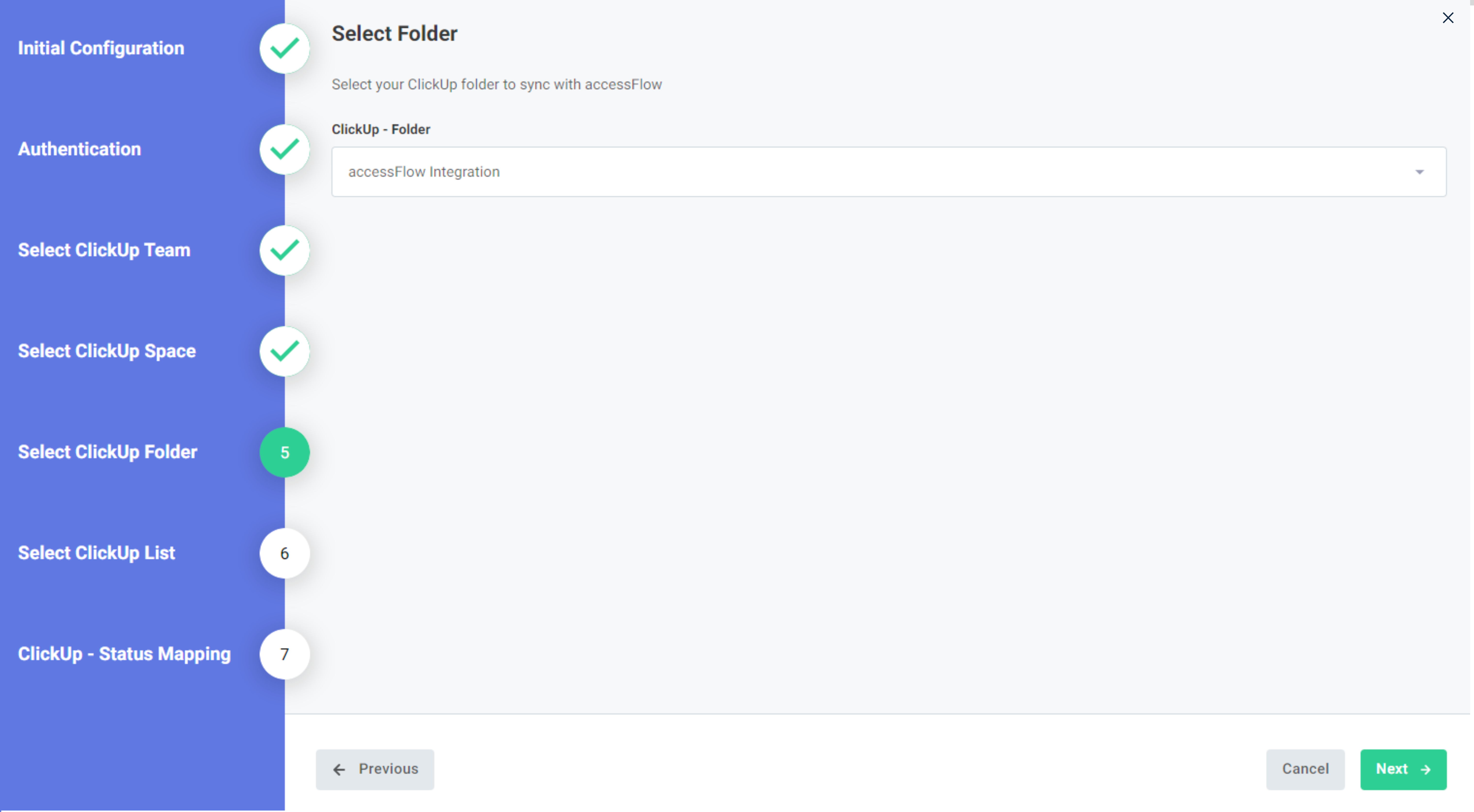 Screenshot of select folder