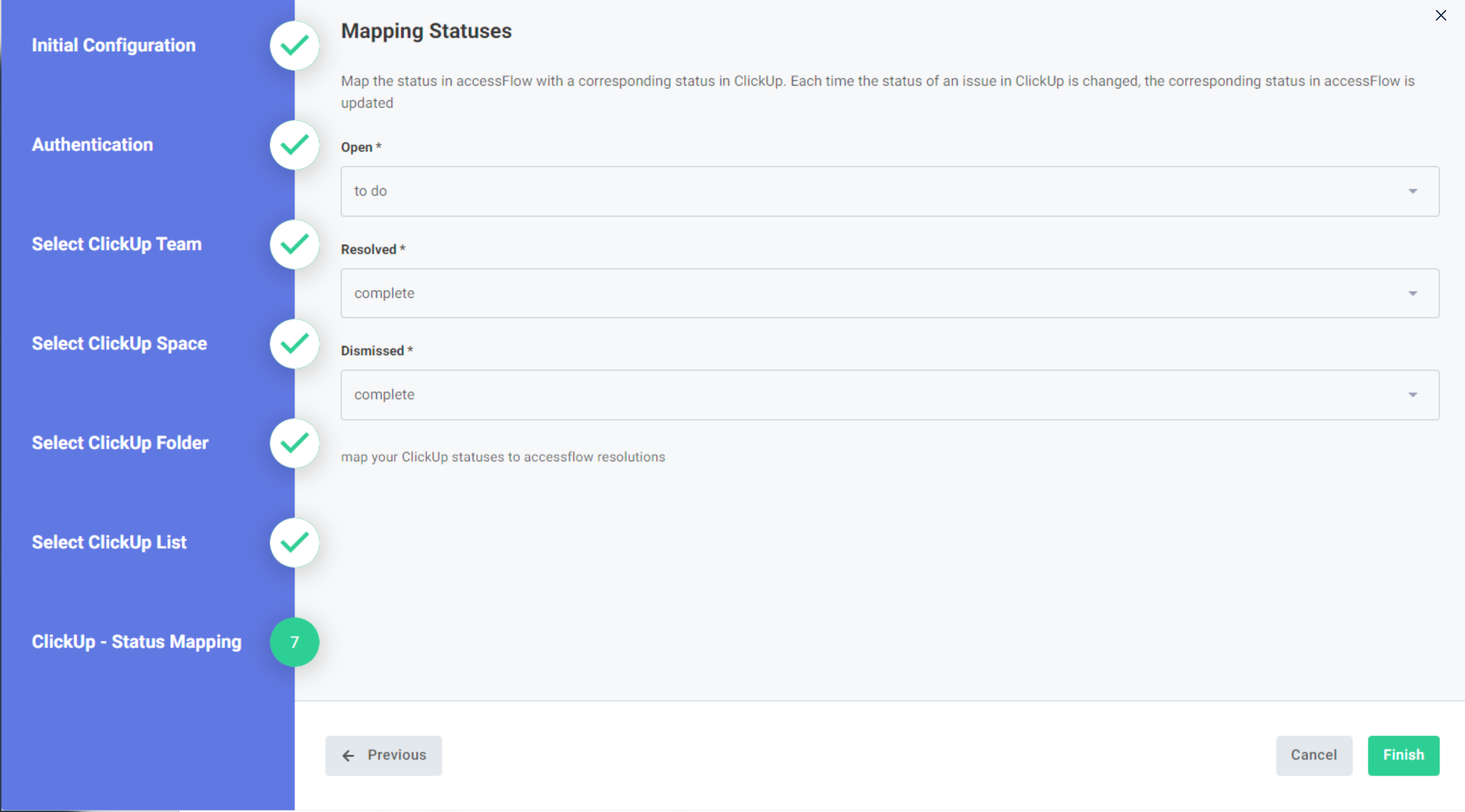 Screenshot of map statuses