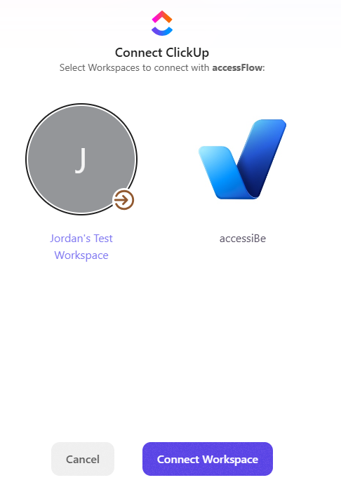 Screenshot of select workspace
