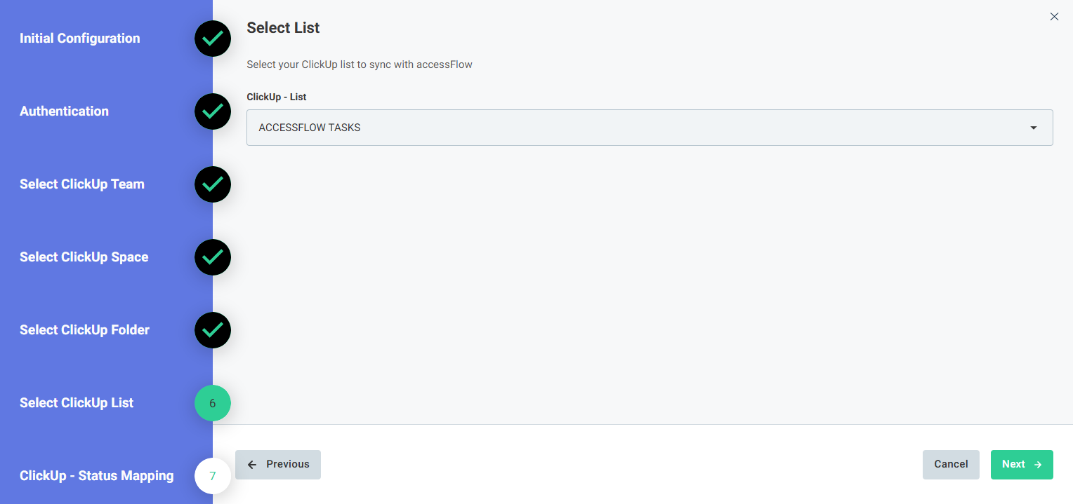 Screenshot of select list