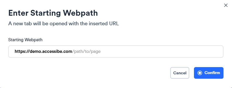 Screenshot of starting webpath