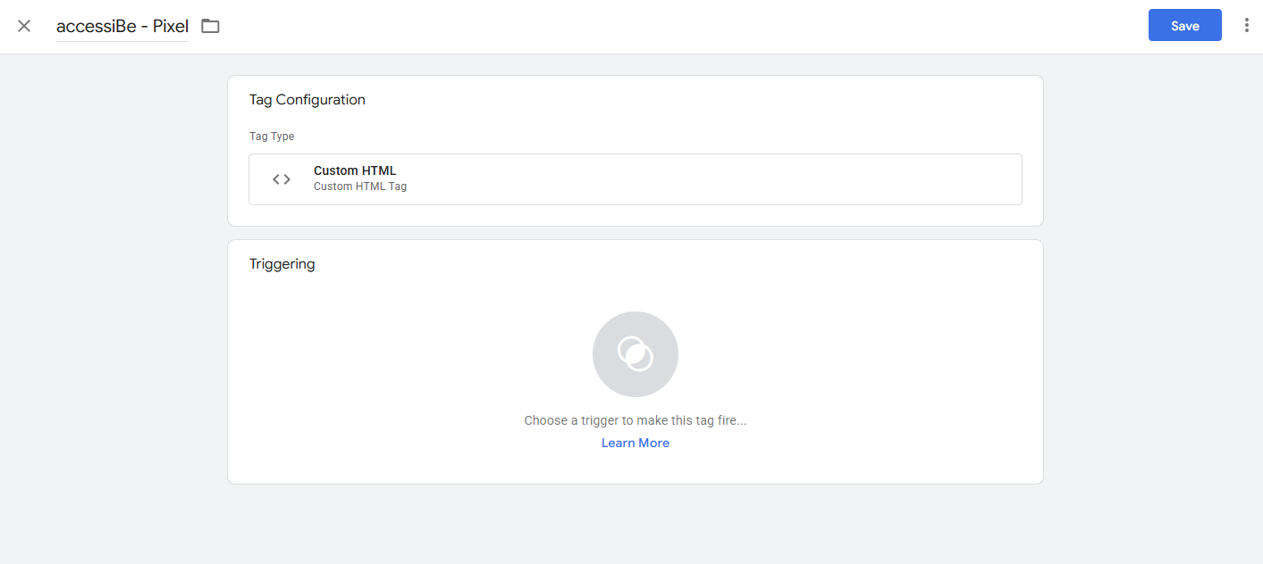Screenshot of custom html