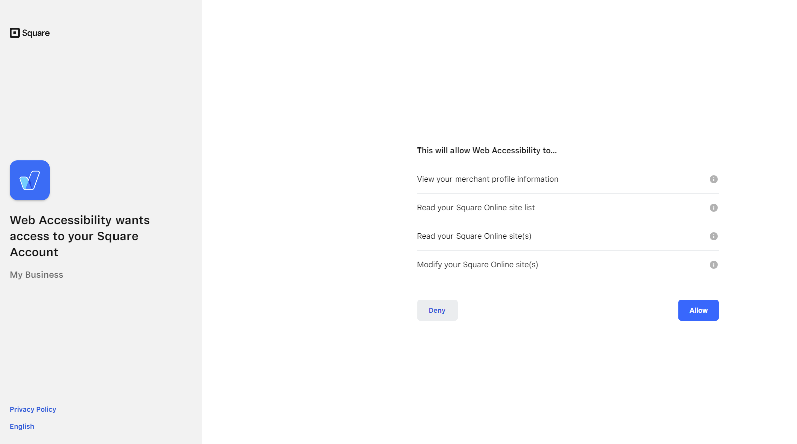 Screenshot of allow permission