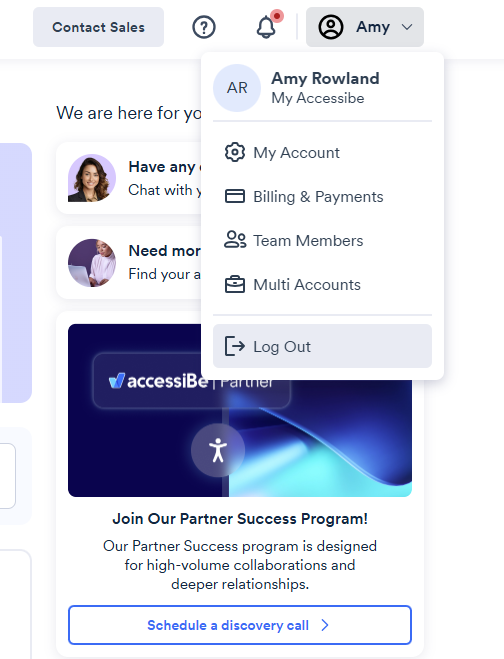 Screenshot of logout