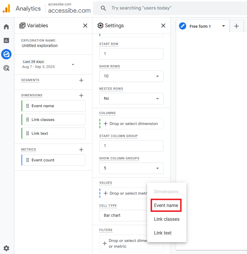 Screenshot of filters