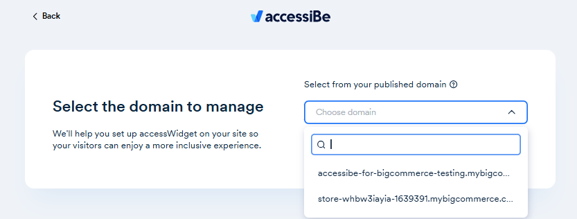 Screenshot of select domain