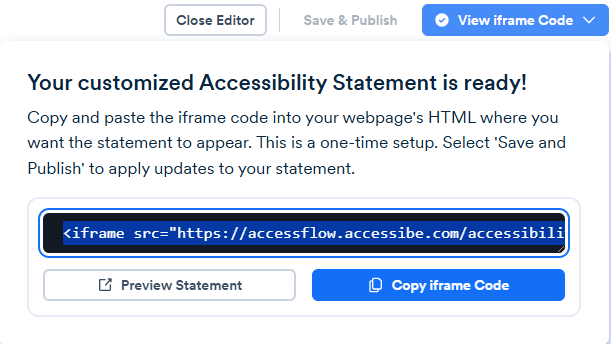 Screenshot of iframe code
