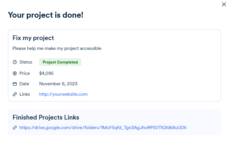 Screenshot of completed project
