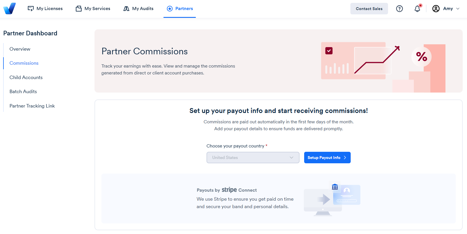 Screenshot of setup payout info