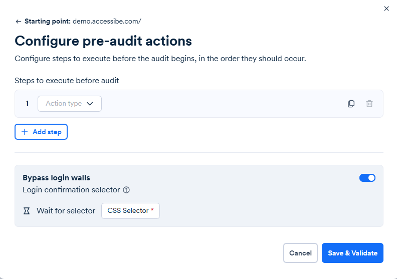 Configure pre-audit actions