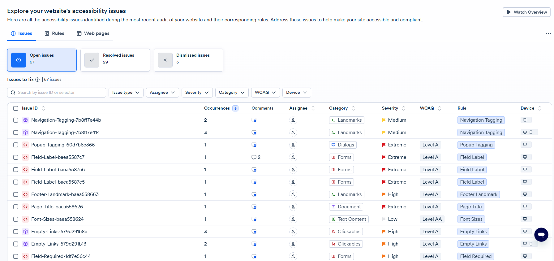 Screenshot of Explore page