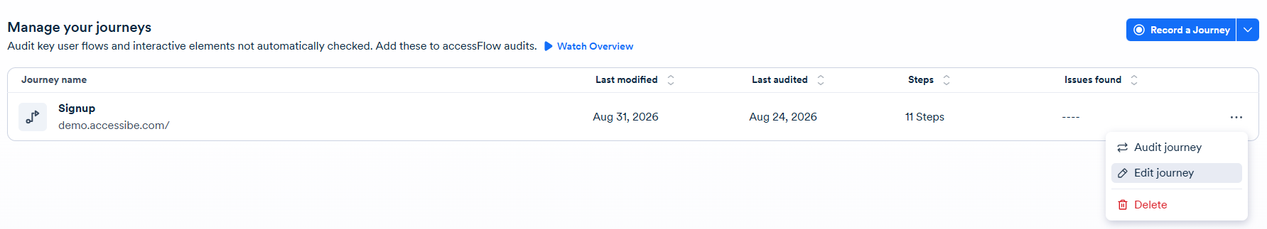 Screenshot of edit journey